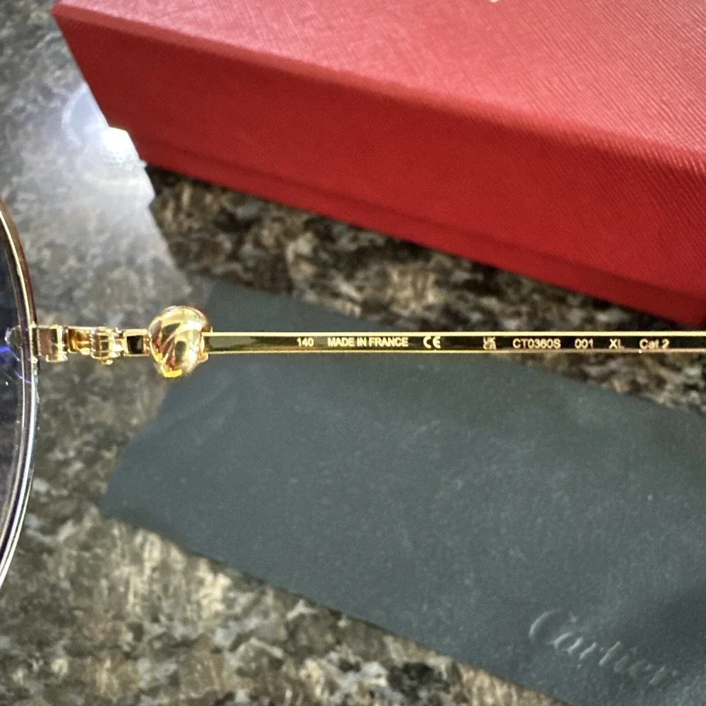 Cartier Trinity sun‎ glasses. Gold Frame CT0360S 001. New Full Kit!  $1295